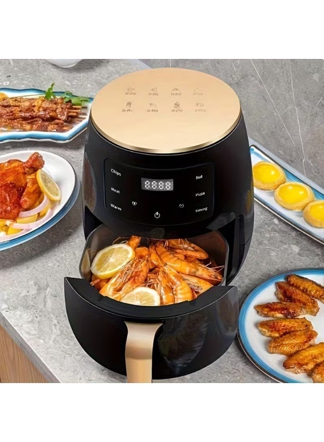 6L Digital Multi-Functional Air Fryer Pot - 1500W Oil-Free Healthy Cooker with Sensor Touch Control Panel, LED Display & 360° Hot Air Circulation, Non-Stick Basket for Baking, Roasting & Grilling (Black) - Image 2